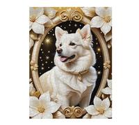 Rompecabezas 1000pcs(52x38cm) Para Adolescentes Golden Framed White Dog Rompecabezas Para Adultos Juegos Familiares Regalo De Cumpleaños Desafío Educativo 1000pcs(52x38cm)