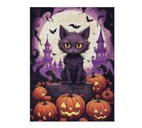 Rompecabezas 1000pcs(52x38cm) Para Adolescentes Halloween Black Cat with Pumpkins-2 Rompecabezas Juegos Divertidos Regalos De Decoración Perfectos Para Amigos Y Familiares 1000pcs(52x38cm)
