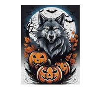 Rompecabezas 1000pcs(52x38cm) Para Adolescentes Halloween Wolf with Pumpkins Rompecabezas Juegos Divertidos Regalos De Decoración Perfectos Para Amigos Y Familiares 1000pcs(52x38cm)