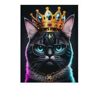 Rompecabezas 1000pcs(52x38cm) Para Adolescentes King Black Cat Neon Rompecabezas Juegos Divertidos Regalos De Decoración Perfectos Para Amigos Y Familiares 1000pcs(52x38cm)