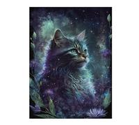Rompecabezas 1000pcs(52x38cm) Para Adolescentes Magical Celestial Cat Artwork Rompecabezas Juegos Divertidos Regalos De Decoración Perfectos Para Amigos Y Familiares 1000pcs(52x38cm)