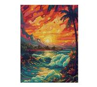 Rompecabezas 1000pcs(52x38cm) Para Adolescentes Tropical Sunset Ocean Waves Rompecabezas Para Adultos Juegos Relajantes Pero Divertidos Y Humorísticos Desafiantes De Completar 1000pcs(52x38cm)