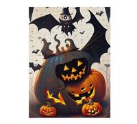 Rompecabezas 1000pcs(52x38cm) Para Adultos Halloween Pumpkin Lanterns with Bats Rompecabezas Para Adultos Juegos Relajantes Pero Divertidos Y Humorísticos Para Cumpleaños, Navidad 1000pcs(52x38cm)