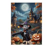 Rompecabezas 1000pcs(52x38cm) Para Adultos Halloween Witch Cat with Pumpkins-1 Rompecabezas Para Adultos Juego Familiar Corte De Precisión Para Cumpleaños, Navidad 1000pcs(52x38cm)