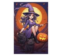 Rompecabezas 1000pcs(75x50cm) Halloween Witch with Cats Rompecabezas Para Adultos Juego De Ingenio Vacaciones En Casa Matar El Tiempo Oferta Como Regalo Para Toda La Familia 1000pcs(75x50cm)