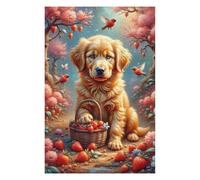 Rompecabezas 1000pcs(75x50cm) Para Adultos Golden Retriever Basket Strawberries Rompecabezas Para Adultos Juegos De Relajación Que Mejoran La Memoria Regalos Para Reducir El Estrés 1000pcs(75x50cm)