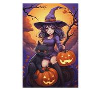 Rompecabezas 1000pcs(75x50cm) Para Adultos Halloween Witch with Black Cat Rompecabezas Para Adultos Juegos Relajantes Pero Divertidos Y Humorísticos Para Cumpleaños, Navidad 1000pcs(75x50cm)