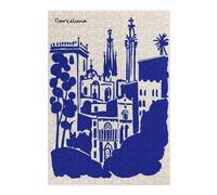 Rompecabezas Para Adolescentes 1000pcs(38x26cm) Barcelona Cityscape Blue Silhouette Illustration Rompecabezas Juguetes Antiestrés Difíciles Regalos De Cumpleaños Y Únicos 1000pcs(38x26cm)