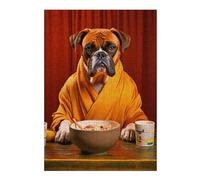Rompecabezas Para Adolescentes 1000pcs(38x26cm) Boxer Dog in Robe Eating Rompecabezas Para Adultos Juego Práctico Decoración De Pared Regalos De Navidad Y Cumpleaños 1000pcs(38x26cm)