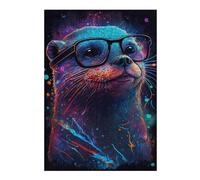 Rompecabezas Para Adolescentes 1000pcs(38x26cm) Colorful Otter with Glasses Art Print Rompecabezas Para Adultos Juegos De Relajación Análisis Y Lógica Juegos Desafiantes Regalos 1000pcs(38x26cm)