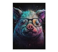 Rompecabezas Para Adolescentes 1000pcs(38x26cm) Colorful Pig with Glasses Art Print -1 Rompecabezas Para Adultos Juegos Familiares Corte De Precisión Actividades Divertidas En Casa 1000pcs(38x26cm)