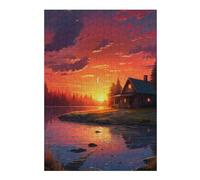 Rompecabezas Para Adolescentes 1000pcs(38x26cm) Cozy Cabin Sunset Reflections Rompecabezas Juego De Ingenio Una Obra De Arte Regalos Únicos De Cumpleaños Y Navidad 1000pcs(38x26cm)
