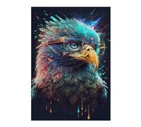 Rompecabezas Para Adolescentes 1000pcs(38x26cm) Eagle with Glasses Art Print-1 Rompecabezas Para Adultos Juegos Familiares Ensamblaje De Patrones Ayuda A Ejercitar El Cerebro 1000pcs(38x26cm)