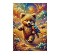 Rompecabezas Para Adolescentes 1000pcs(38x26cm) Fantasy Bear & Parrot Artwork Rompecabezas Juego De Ingenio Una Obra De Arte Regalos Únicos De Cumpleaños Y Navidad 1000pcs(38x26cm)