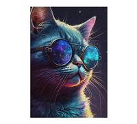 Rompecabezas Para Adolescentes 1000pcs(38x26cm) Glowing Neon Cat Sunglasses Art Print Rompecabezas Juego De Ingenio Una Obra De Arte Regalos Únicos De Cumpleaños Y Navidad 1000pcs(38x26cm)