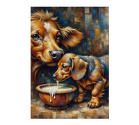 Rompecabezas Para Adolescentes 1000pcs(38x26cm) Golden Puppies with Milk Bowl Rompecabezas Juego De Ingenio Una Obra De Arte Regalos Únicos De Cumpleaños Y Navidad 1000pcs(38x26cm)