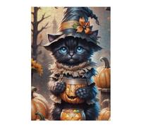 Rompecabezas Para Adolescentes 1000pcs(38x26cm) Halloween Cat with Jack-o'-lantern Basket Rompecabezas Para Adultos Juegos Familiares Corte De Precisión Actividades Divertidas En Casa 1000pcs(38x26cm)