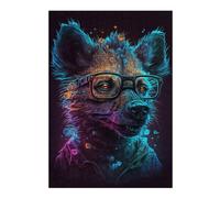 Rompecabezas Para Adolescentes 1000pcs(38x26cm) Neon Wolf Glasses Art Print Rompecabezas Para Adultos Juegos Familiares Ensamblaje De Patrones Ayuda A Ejercitar El Cerebro 1000pcs(38x26cm)