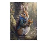 Rompecabezas Para Adolescentes 1000pcs(38x26cm) Rabbit Holding Flowers Art Print Rompecabezas Juego De Ingenio Una Obra De Arte Regalos Únicos De Cumpleaños Y Navidad 1000pcs(38x26cm)