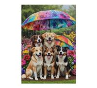 Rompecabezas Para Adolescentes 1000pcs(38x26cm) Rainy Day Pups in Flowers Rompecabezas Para Adultos Juegos Familiares Corte De Precisión Actividades Divertidas En Casa 1000pcs(38x26cm)