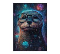 Rompecabezas Para Adolescentes 1000pcs(38x26cm) Space Otter Glasses Art Print Rompecabezas Para Adultos Juego Práctico Difícil Difícil Diversión Actividades En Casa, 1000pcs(38x26cm)