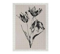 Rompecabezas Para Adolescentes 1000pcs(52x38cm) Black And White Floral Art Print Rompecabezas Para Adultos Juego Práctico Desafío Difícil Es Ideal Como Regalo 1000pcs(52x38cm)