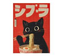 Rompecabezas Para Adolescentes 1000pcs(52x38cm) Black Cat Eating Ramen Illustration Rompecabezas Para Adultos Juego Práctico Desafío Difícil Es Ideal Como Regalo 1000pcs(52x38cm)