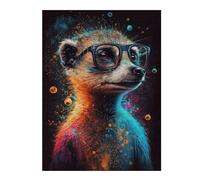 Rompecabezas Para Adolescentes 1000pcs(52x38cm) Colorful Meerkat Art Print Rompecabezas Para Adultos Juego Práctico Difícil Difícil Diversión Actividades En Casa, 1000pcs(52x38cm)
