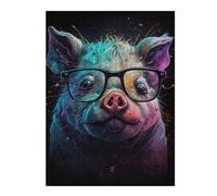 Rompecabezas Para Adolescentes 1000pcs(52x38cm) Colorful Pig with Glasses Art Print -1 Rompecabezas Para Adultos Juguete Decoración De Pared Mejora La Memoria Juego Desafiante Regalos 1000pcs(52x38cm)
