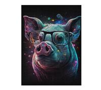 Rompecabezas Para Adolescentes 1000pcs(52x38cm) Cosmic Pig Glasses Art Print-1 Rompecabezas Para Adultos Juegos Familiares Corte De Precisión Actividades Divertidas En Casa 1000pcs(52x38cm)