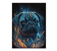 Rompecabezas Para Adolescentes 1000pcs(52x38cm) Flaming Pug Art Print -1 Rompecabezas Para Adultos Juego Familiar Arte De Pared Regalos Únicos De Cumpleaños Y Navidad 1000pcs(52x38cm)