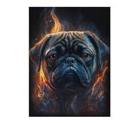 Rompecabezas Para Adolescentes 1000pcs(52x38cm) Flaming Pug Art Print Rompecabezas Juego De Ingenio Una Obra De Arte Regalos Únicos De Cumpleaños Y Navidad 1000pcs(52x38cm)