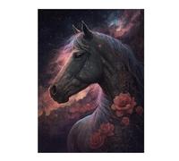 Rompecabezas Para Adolescentes 1000pcs(52x38cm) Galactic Horse with Roses -1 Rompecabezas Para Adultos Juego Práctico Difícil Difícil Diversión Actividades En Casa, 1000pcs(52x38cm)