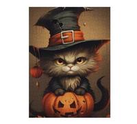 Rompecabezas Para Adolescentes 1000pcs(52x38cm) Halloween Cat with Jack-o'-lantern Rompecabezas Para Adultos Juguete Decoración De Pared Mejora La Memoria Juego Desafiante Regalos 1000pcs(52x38cm)