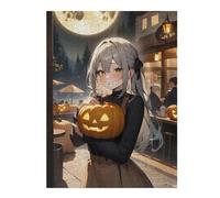Rompecabezas Para Adolescentes 1000pcs(52x38cm) Halloween Pumpkin Light Cafe Rompecabezas Para Adultos Juego Práctico Difícil Difícil Diversión Actividades En Casa, 1000pcs(52x38cm)