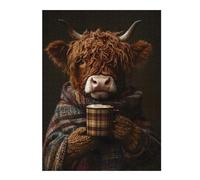 Rompecabezas Para Adolescentes 1000pcs(52x38cm) Highland Cow Fall Coffee Rompecabezas Para Adultos Juegos De Relajación Decoración Del Hogar Interacción Entre Padres E Hijos 1000pcs(52x38cm)