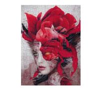 Rompecabezas Para Adolescentes 1000pcs(52x38cm) Red Feathered Fantasy Woman Art Print Rompecabezas Para Adultos Juguetes Antiestrés Desafío Difícil Juego Desafiante Regalos 1000pcs(52x38cm)