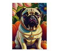 Rompecabezas Para Adolescentes 1000pcs(52x38cm) Royal Pug in Flowers Rompecabezas Para Adultos Juego Familiar Arte De Pared Regalos Únicos De Cumpleaños Y Navidad 1000pcs(52x38cm)