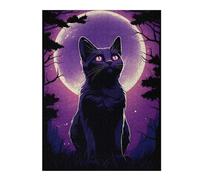 Rompecabezas Para Adolescentes 1000pcs(52x38cm) Siluet Cat Moonlight Rompecabezas Para Adultos Juegos Familiares Corte De Precisión Actividades Divertidas En Casa 1000pcs(52x38cm)