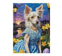 Rompecabezas Para Adolescentes 1000pcs(52x38cm) Spring Dog in Blue Dress Rompecabezas Para Adultos Juegos Familiares Ensamblaje De Patrones Ayuda A Ejercitar El Cerebro 1000pcs(52x38cm)