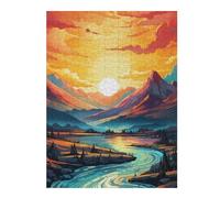 Rompecabezas Para Adolescentes 1000pcs(52x38cm) Sunset Mountain River Landscape Rompecabezas Juego De Ingenio Una Obra De Arte Regalos Únicos De Cumpleaños Y Navidad 1000pcs(52x38cm)