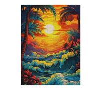 Rompecabezas Para Adolescentes 1000pcs(52x38cm) Tropical Sunset Palm Trees Rompecabezas Para Adultos Juego Práctico Difícil Difícil Diversión Actividades En Casa, 1000pcs(52x38cm)