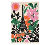 Rompecabezas Para Adolescentes 1000pcs(75x50cm) Bonjour Paris Eiffel Tower Floral Art Rompecabezas Juegos Relajantes Pero Divertidos Y Humorísticos Regalos De Cumpleaños Y Únicos 1000pcs(75x50cm)