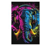 Rompecabezas Para Adolescentes 1000pcs(75x50cm) Colorful Elephant Headphones Art Print Rompecabezas Para Adultos Juguetes Antiestrés Desafío Difícil Juego Desafiante Regalos 1000pcs(75x50cm)