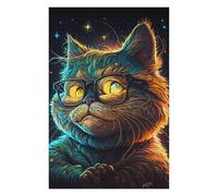 Rompecabezas Para Adolescentes 1000pcs(75x50cm) Galactic Cat Glasses Art Print Rompecabezas Para Adultos Juguete Decoración De Pared Mejora La Memoria Juego Desafiante Regalos 1000pcs(75x50cm)