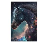 Rompecabezas Para Adolescentes 1000pcs(75x50cm) Galactic Horse with Flowers Rompecabezas Juego De Ingenio Una Obra De Arte Regalos Únicos De Cumpleaños Y Navidad 1000pcs(75x50cm)