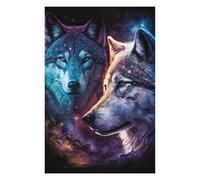 Rompecabezas Para Adolescentes 1000pcs(75x50cm) Galactic Wolf Duo Art Print Rompecabezas Para Adultos Juego Práctico Difícil Difícil Diversión Actividades En Casa, 1000pcs(75x50cm)