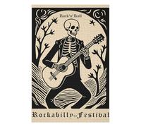 Rompecabezas Para Adolescentes 1000pcs(75x50cm) RocknRoll Rockabilly Festival Skeleton Guitarist Rompecabezas Juguetes Antiestrés Difíciles Regalos De Cumpleaños Y Únicos 1000pcs(75x50cm)