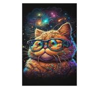Rompecabezas Para Adolescentes 1000pcs(75x50cm) Space Cat Glasses Art Print Rompecabezas Para Adultos Juguete Decoración De Pared Mejora La Memoria Juego Desafiante Regalos 1000pcs(75x50cm)