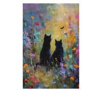 Rompecabezas Para Adolescentes 1000pcs(75x50cm) Two Black Cats in A Flower Field Rompecabezas Para Adultos Juego Práctico Decoración De Pared Regalos De Navidad Y Cumpleaños 1000pcs(75x50cm)